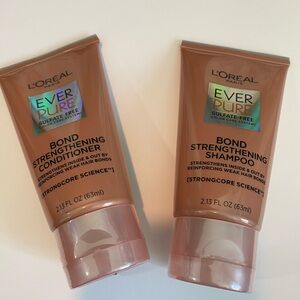 BRAND NEW. L’Oreal travel size ever pure strengthening shampoo & conditioner.